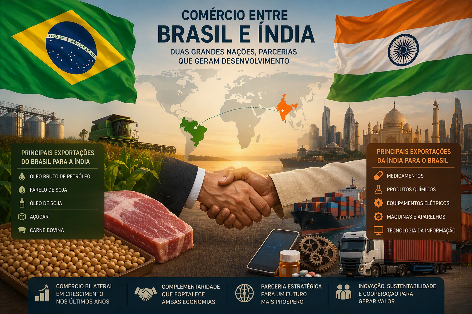Brasil e Índia avançam para ampliar comércio e investimentos